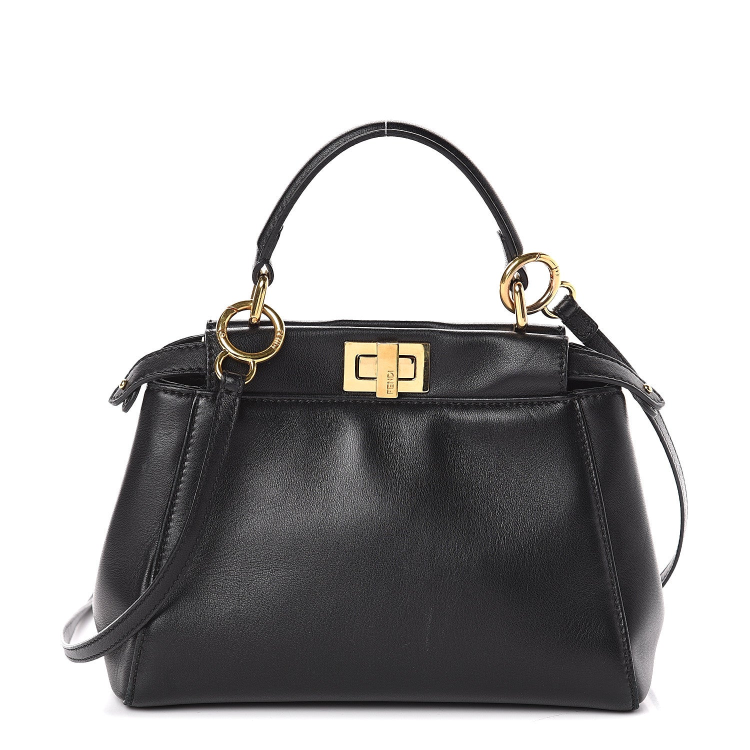 Fendi Nappa Mini Peekaboo Iconic Satchel Black 1 of 8
