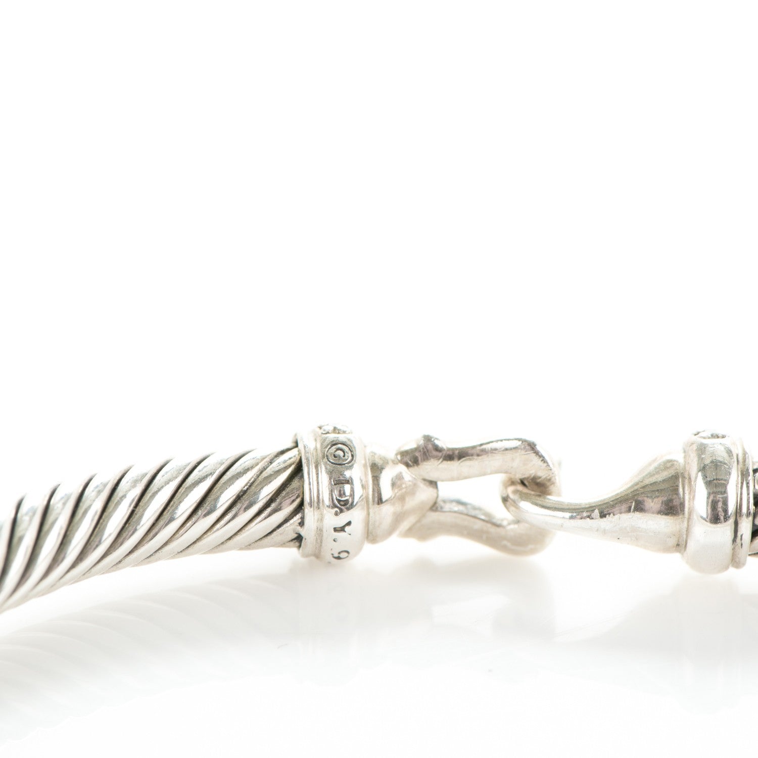 David Yurman Sterling Silver Diamond 5mm Cable Buckle Bracelet 4 of 7