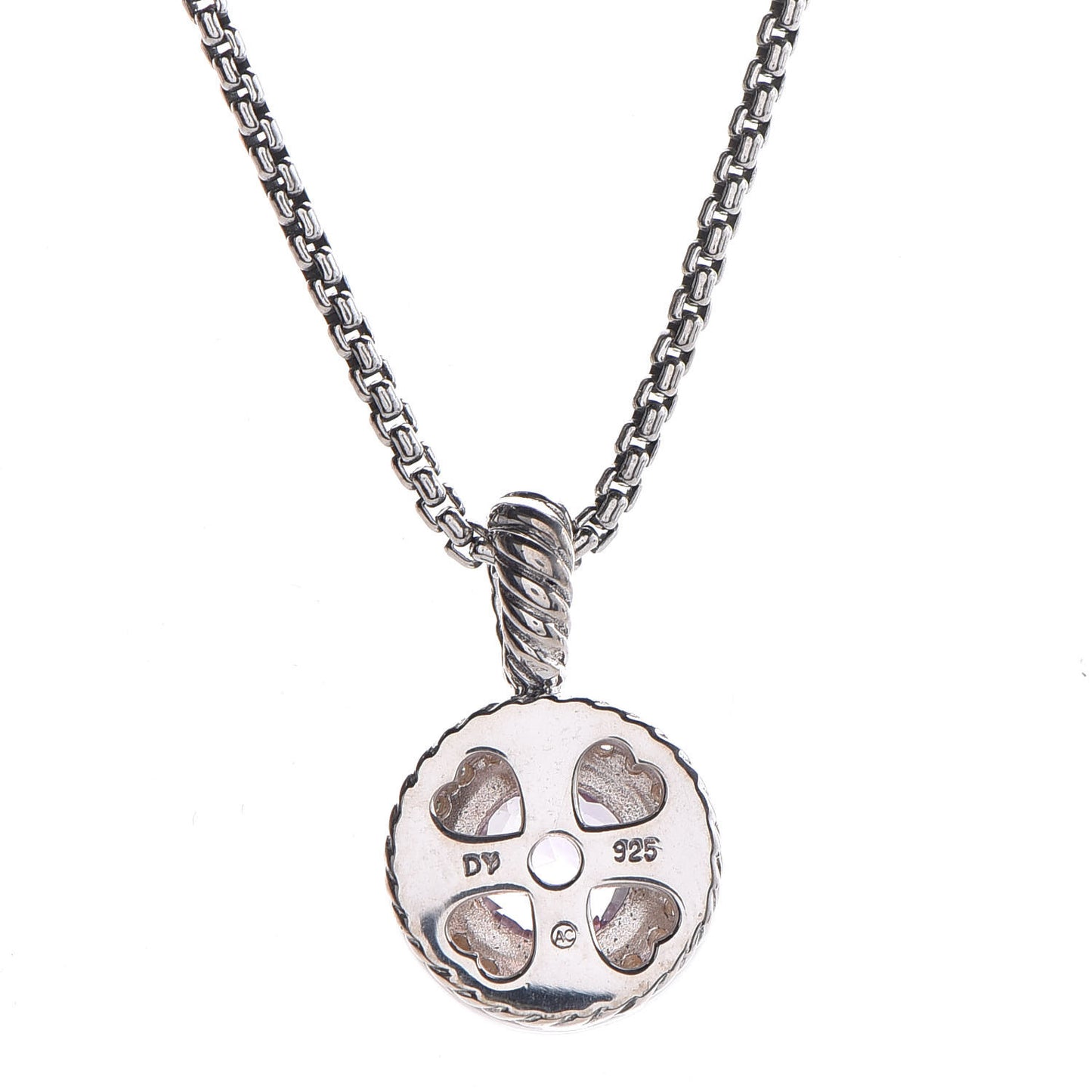 Sterling Silver Lavender Amethyst Diamond 8mm Petite Cerise Pendant Necklace