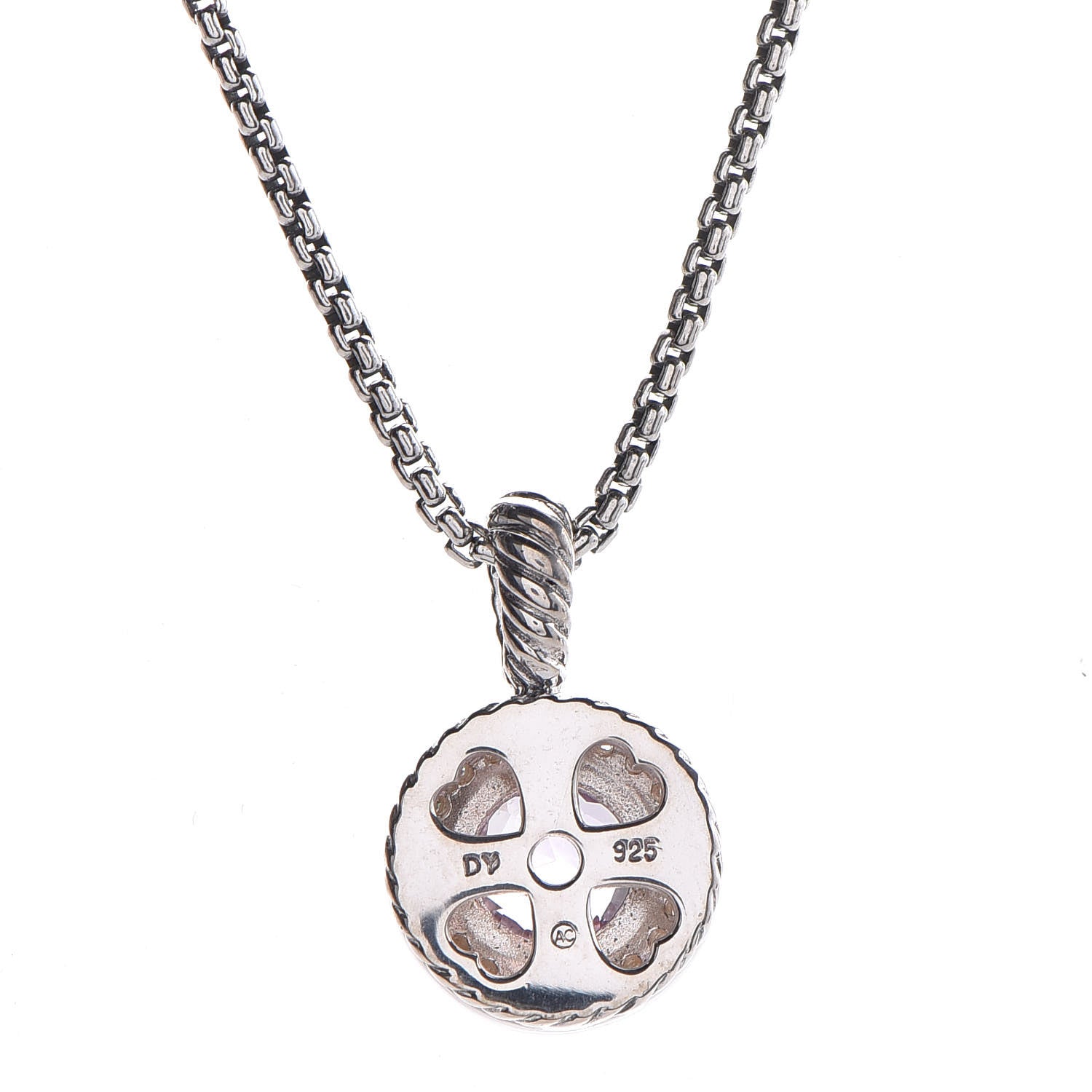 David Yurman Sterling Silver Lavender Amethyst Diamond 8mm Petite Cerise Pendant Necklace 6 of 6