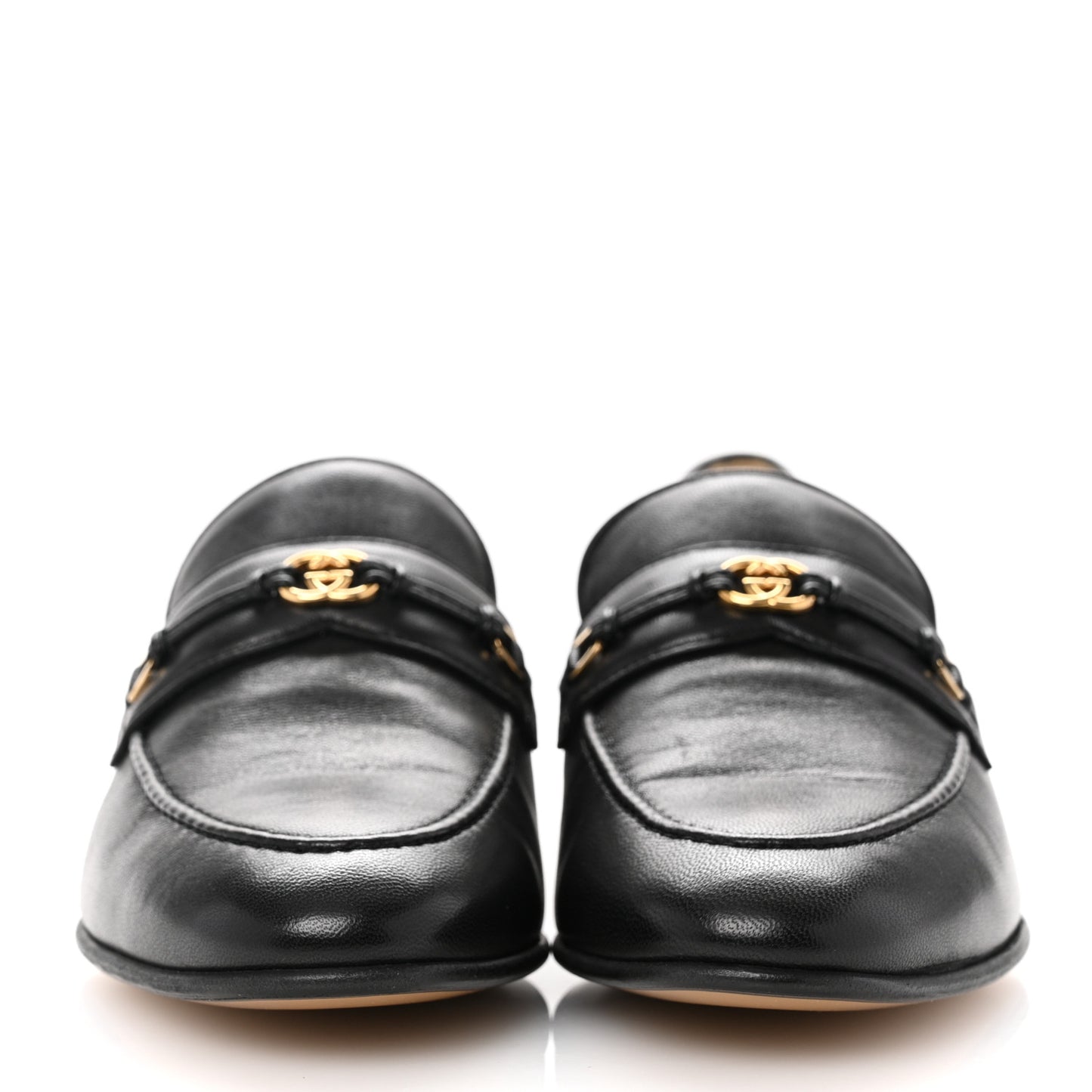 Calfskin Womens Interlocking G Horsebit Loafers 37 Black