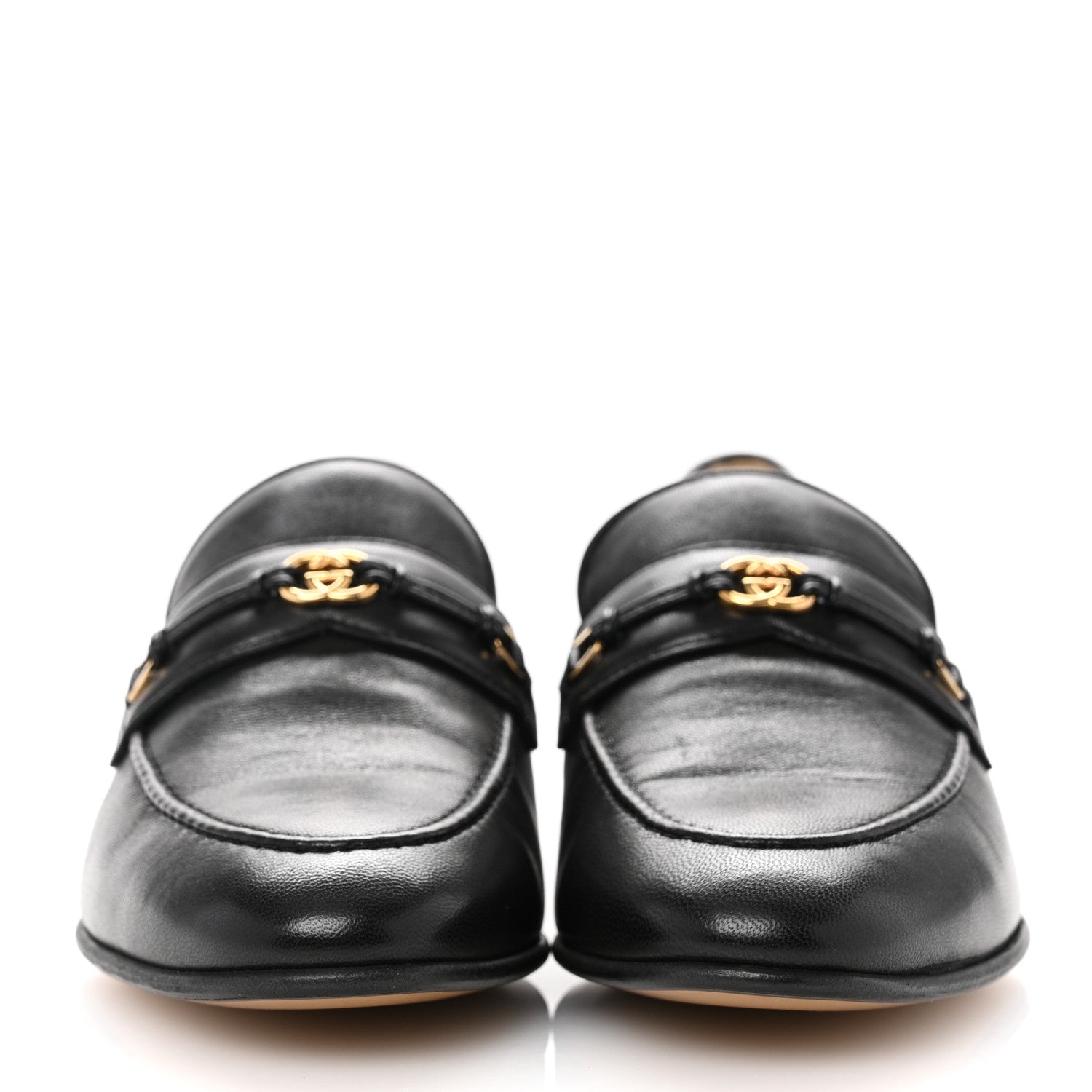 Gucci Calfskin Womens Interlocking G Horsebit Loafers 37 Black 3 of 11