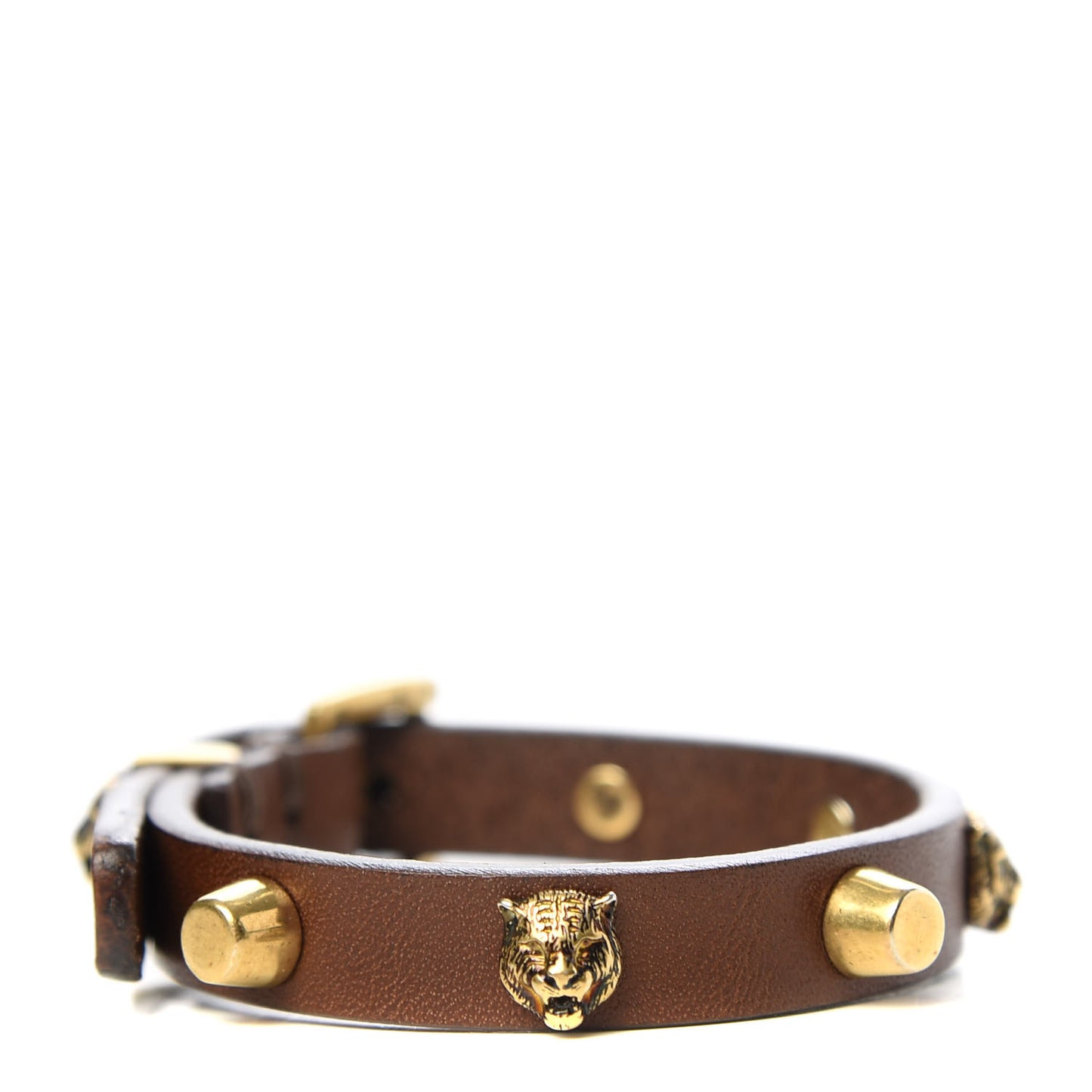 Calfskin Feline Heads Bracelet Brown