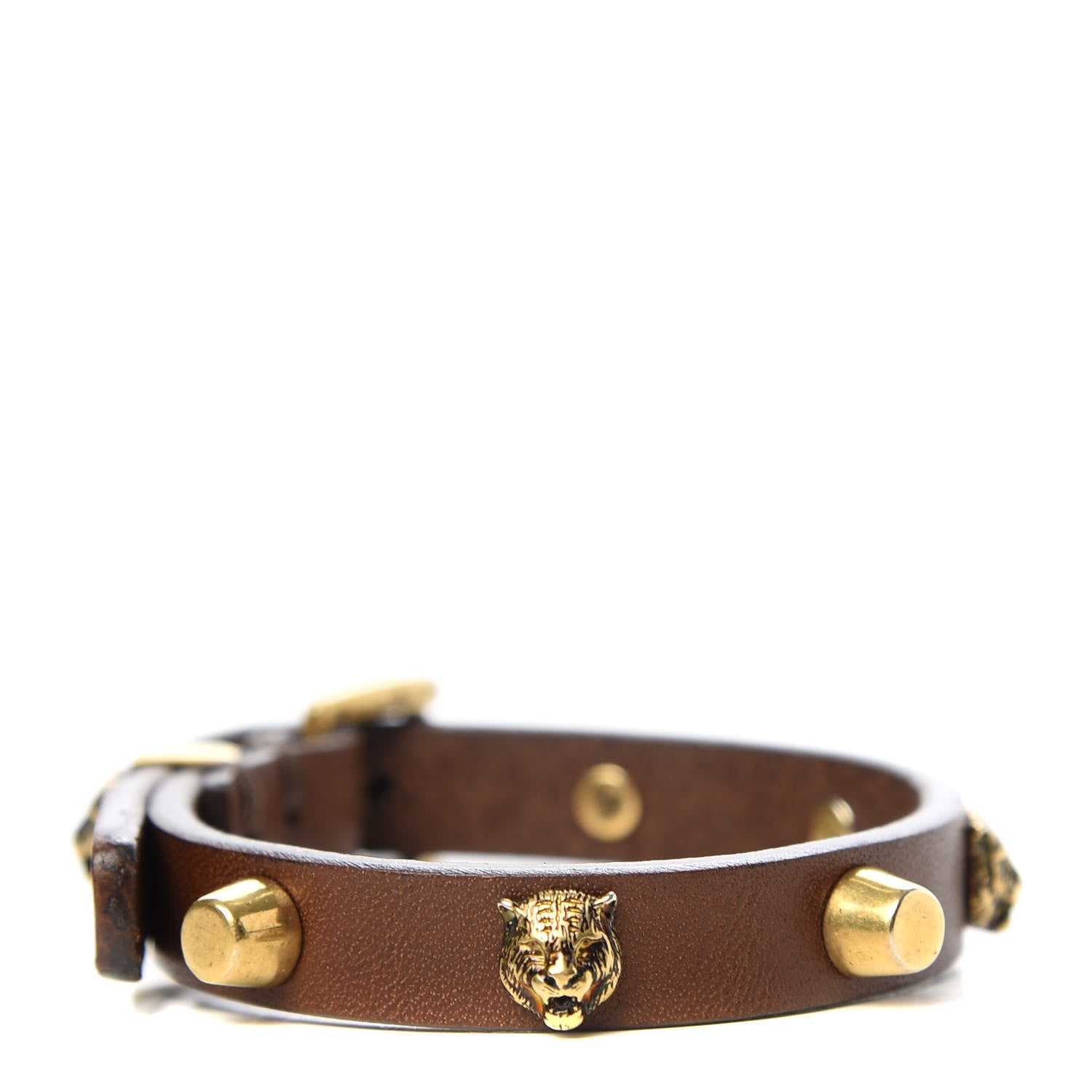 Gucci Calfskin Feline Heads Bracelet Brown 1 of 5