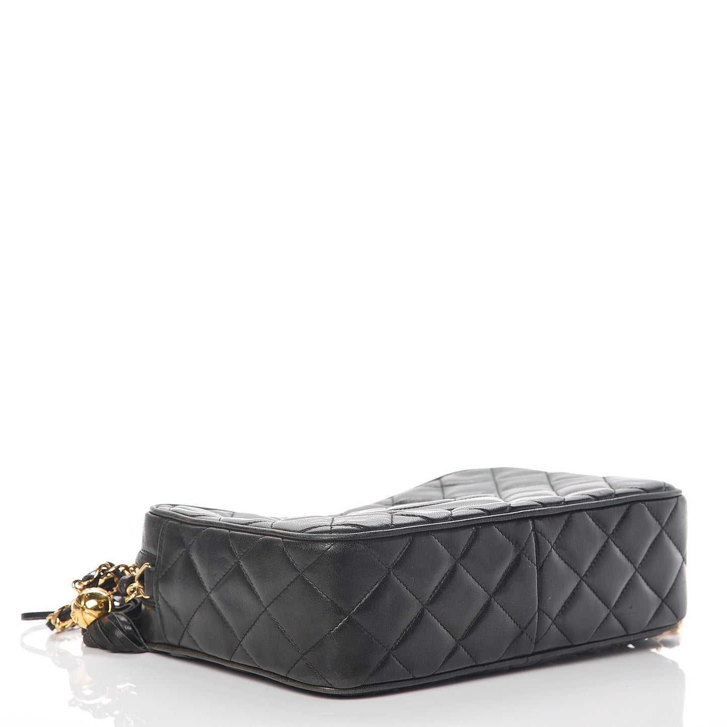Lambskin Quilted CC Tassel Camera Case Black