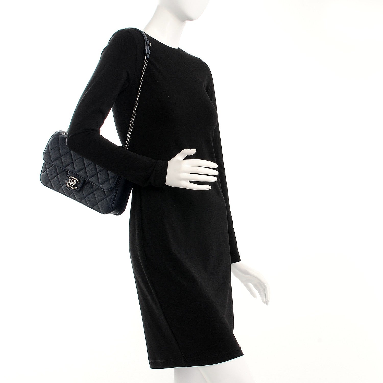 Chanel Goatskin Quilted Medium Perfect Edge Flap Navy Blue 2 of 8