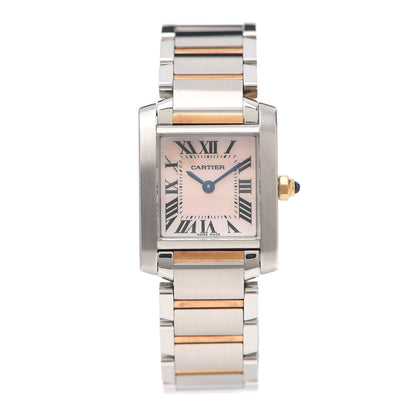 Cartier Stainless Steel 18K Pink Gold Mother of Pearl 20mm Tank Francaise Quartz Watch 1 of 5
