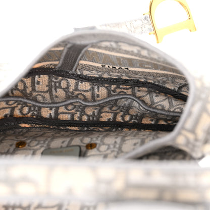 Christian Dior Oblique Embroidered Saddle Bag Gray 5 of 11
