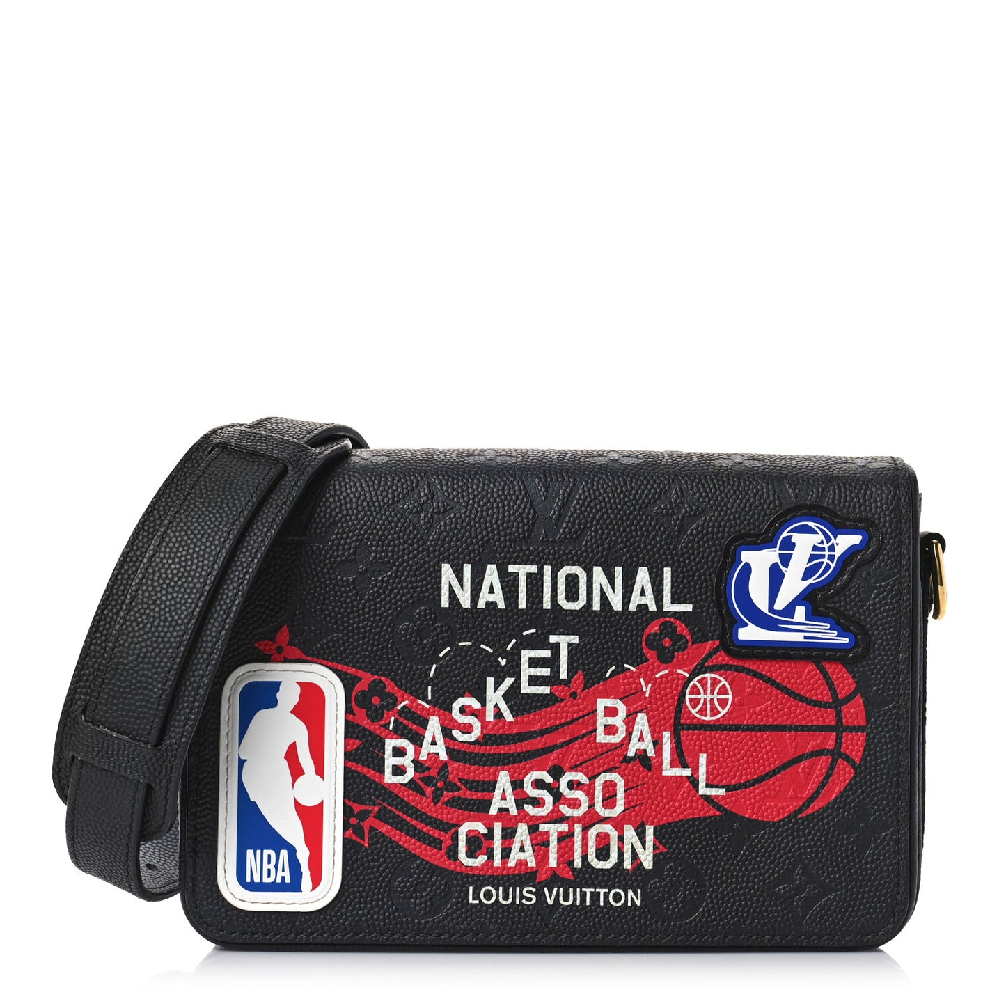 x NBA Grained Calfskin Monogram Studio Messenger Black