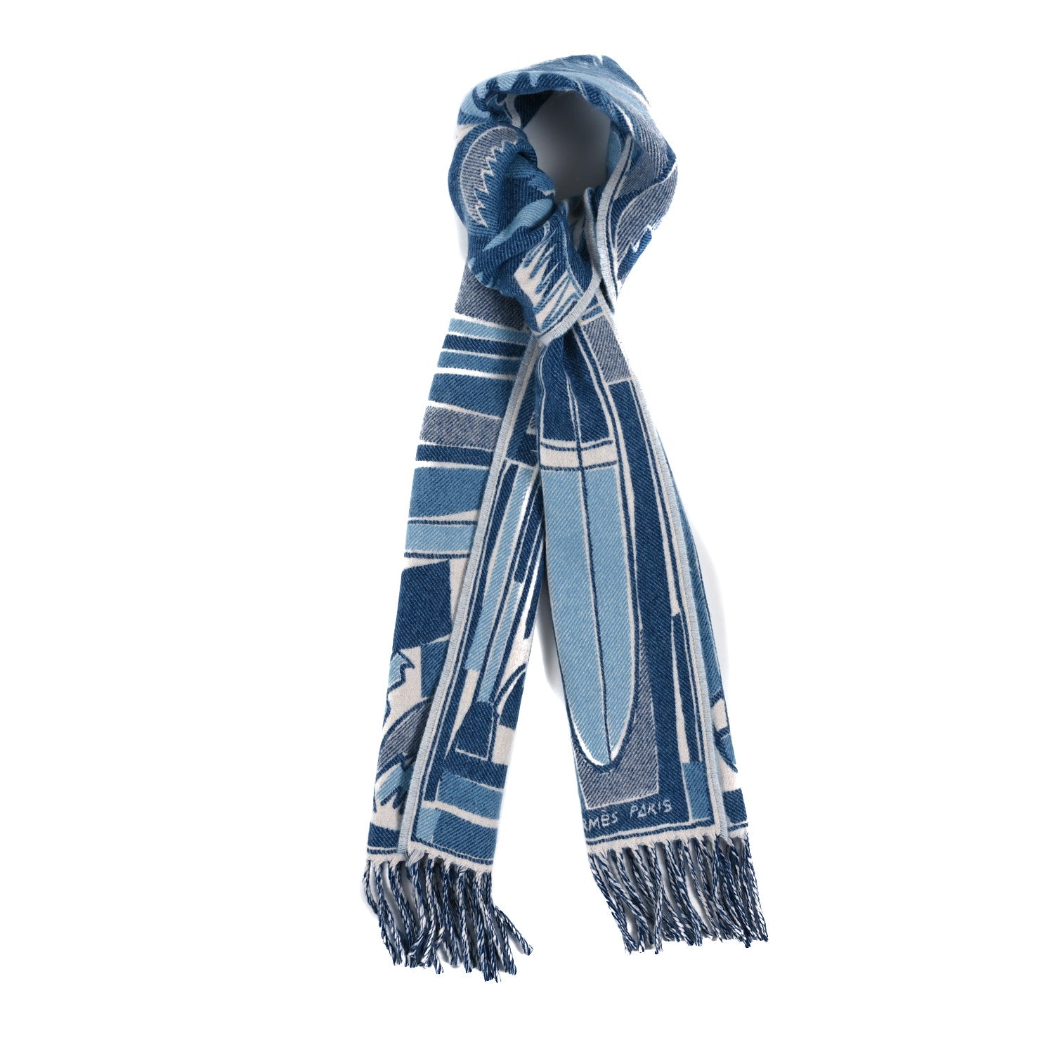 Hermes Cashmere Sea Surf Fun Muffler 1 of 3