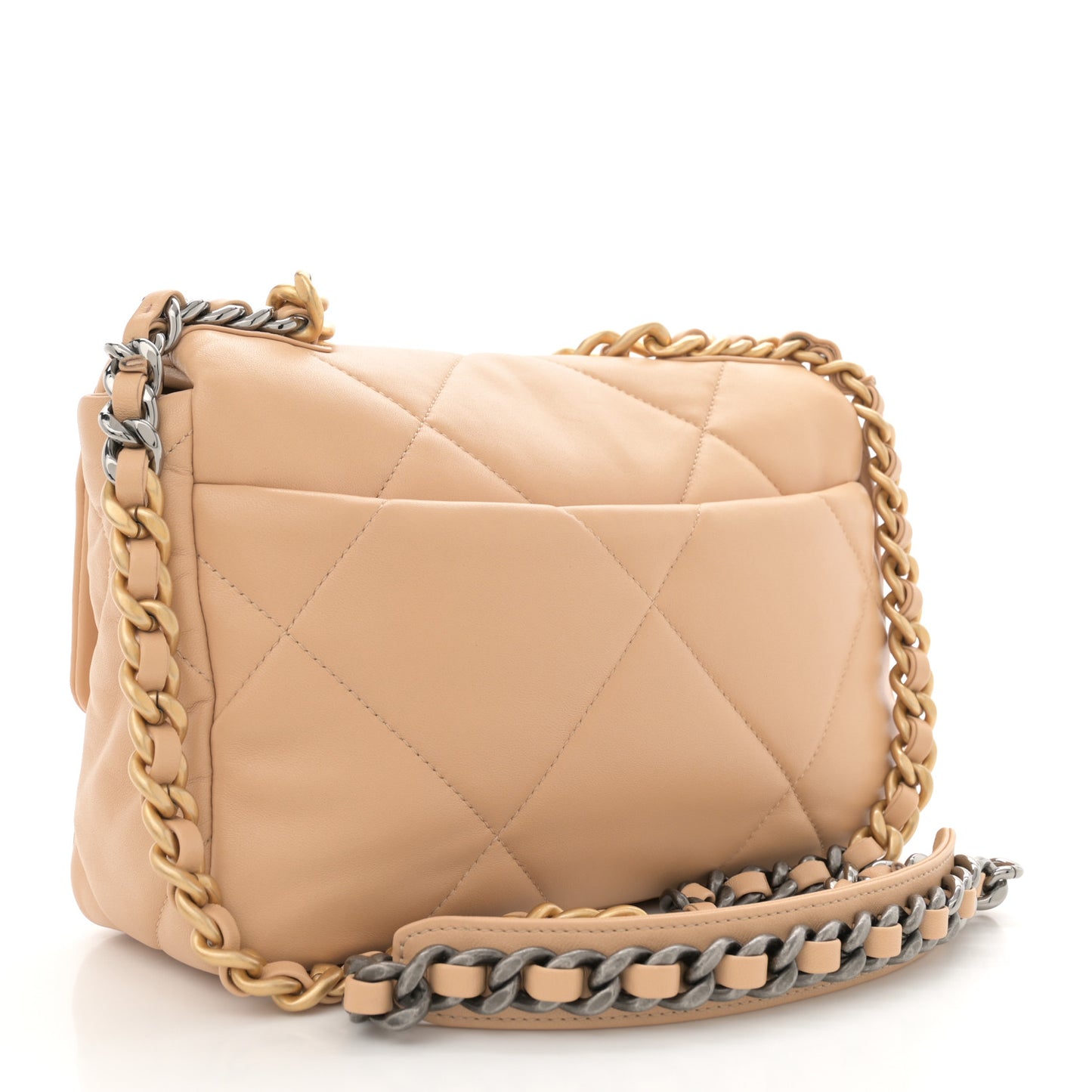 Lambskin Quilted Medium Chanel 19 Flap Beige