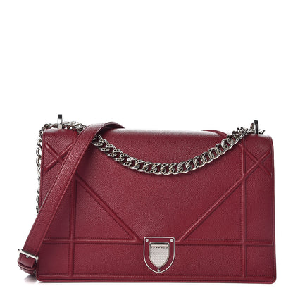 Christian Dior Grained Calfskin Large Diorama Flap Bag Burgundy 1 of 13