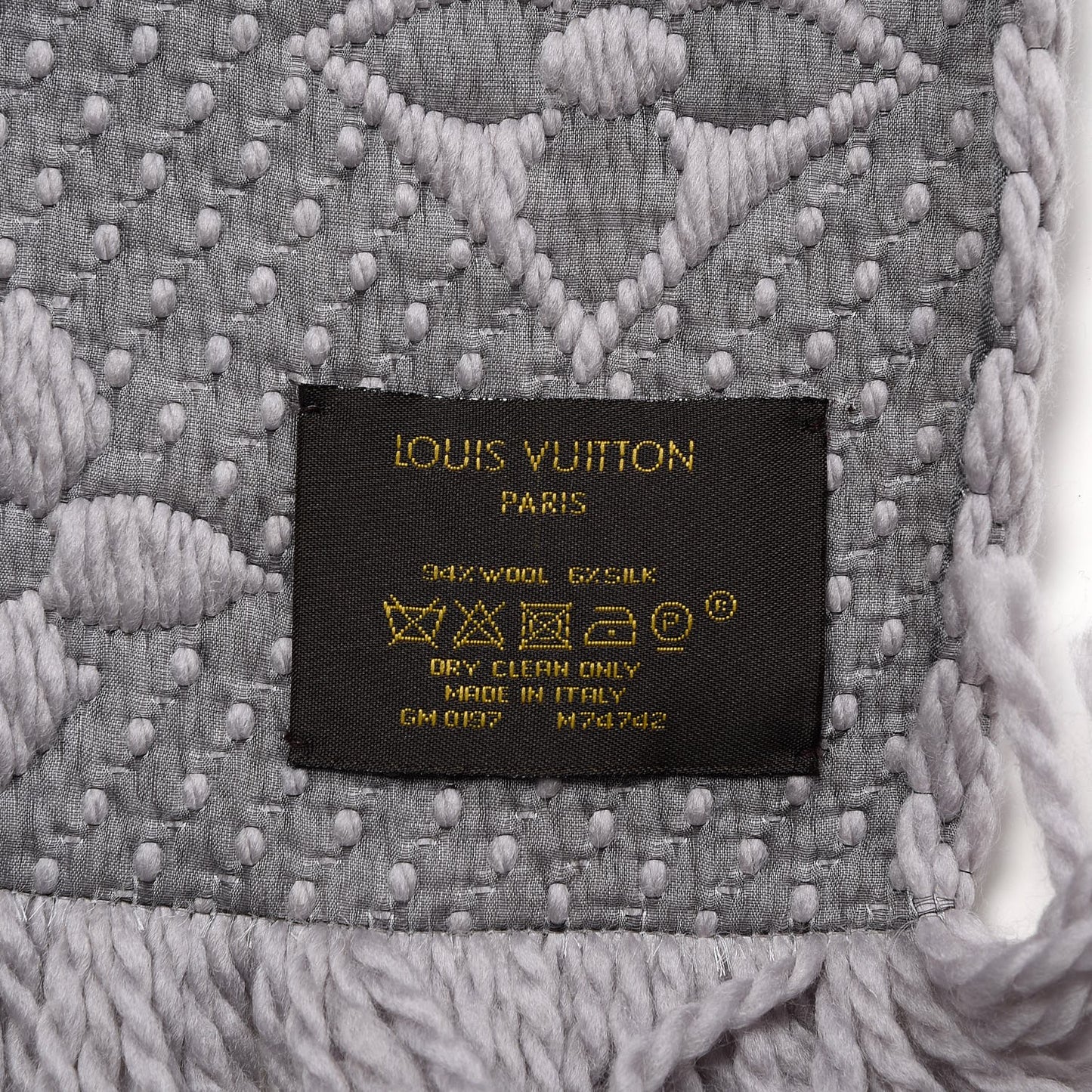 Wool Silk Logomania Scarf Pearl Grey