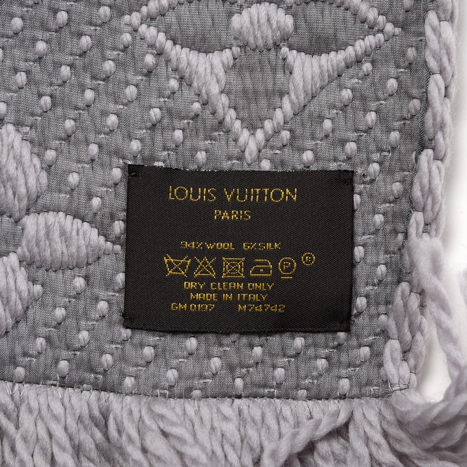 Louis Vuitton Wool Silk Logomania Scarf Pearl Grey 5 of 5