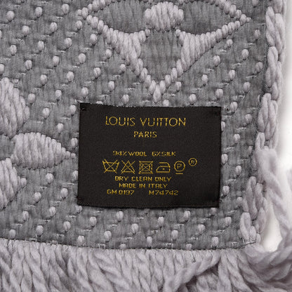 Louis Vuitton Wool Silk Logomania Scarf Pearl Grey 5 of 5