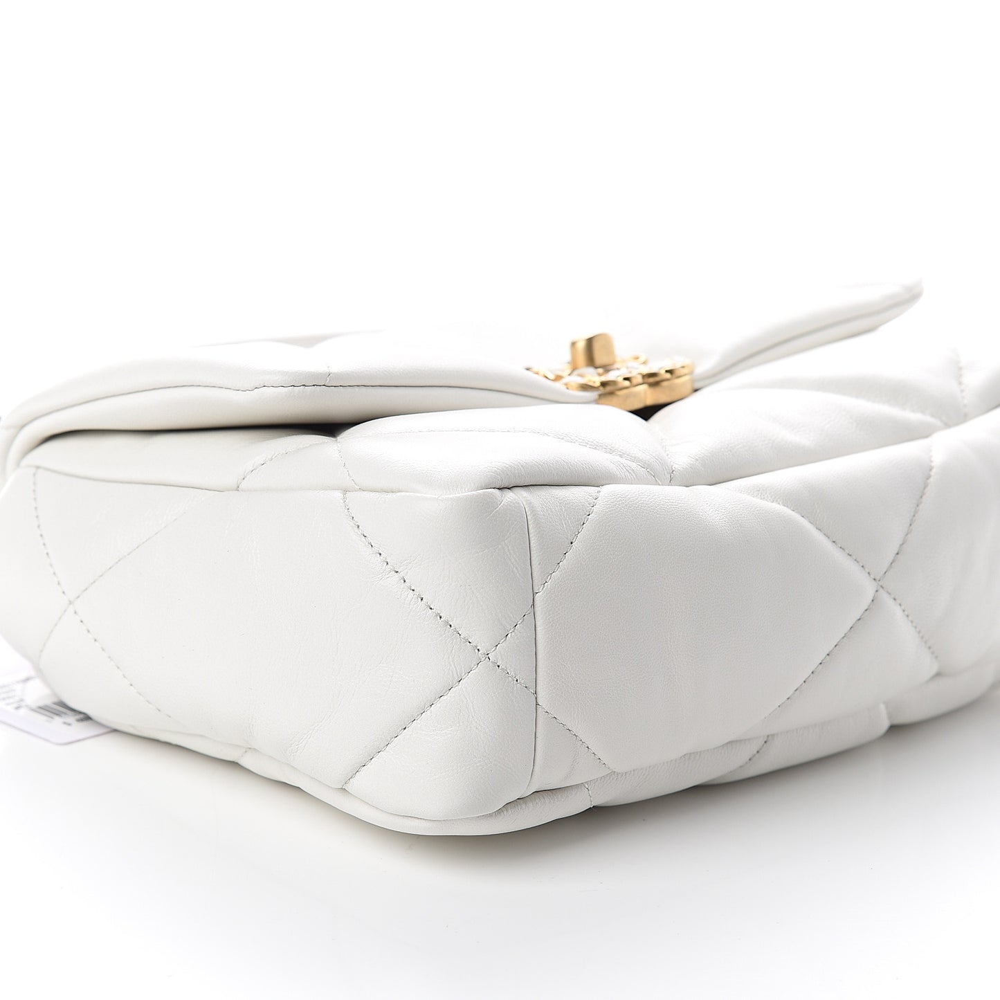 Goatskin Quilted Medium 19 Flap White