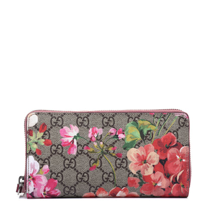 Gucci GG Supreme Monogram Blooms Zip Around Wallet Beige Multicolor Dry Rose 1 of 11