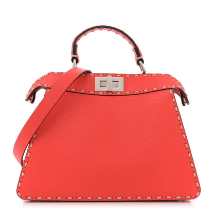 Fendi Vitello Granato Camoscio Selleria Macro Stitchings Small Peekaboo I SEE U Satchel Tullipano 1 of 10
