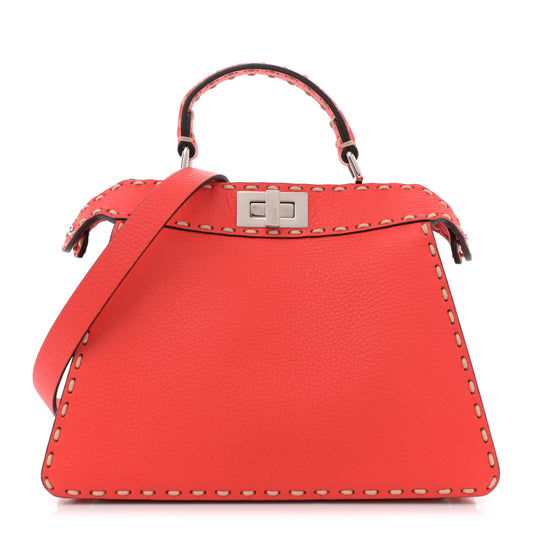 Vitello Granato Camoscio Selleria Macro Stitchings Small Peekaboo I SEE U Satchel Tullipano