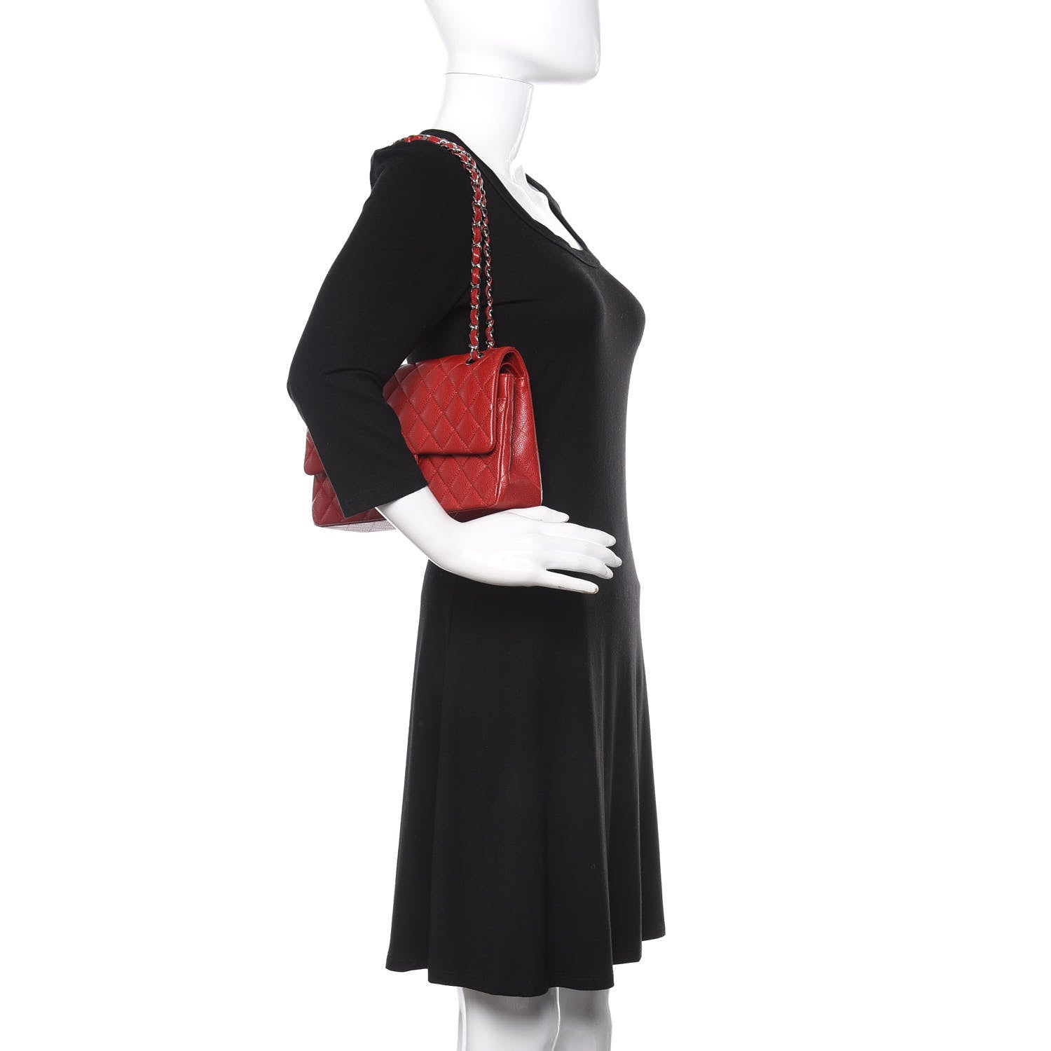 Chanel Caviar Quilted Medium Double Flap Red 2 of 17
