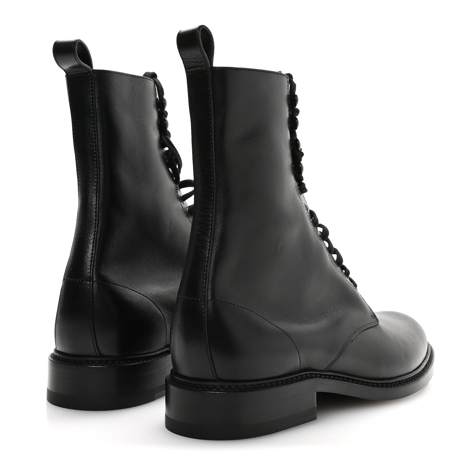 Saint Laurent Stalker Lambskin Mens Army 20 Lace Up Boots 40 Black