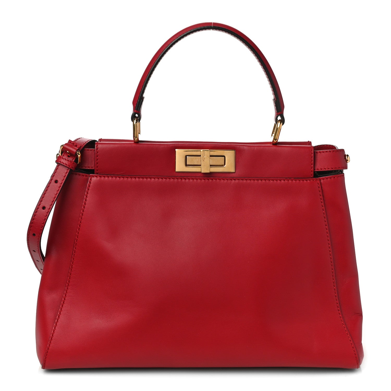 Fendi Vitello Morgan Fabric Jacquard Pequin Medium Peekaboo Iconic Satchel Mattone Tobacco Black 1 of 9