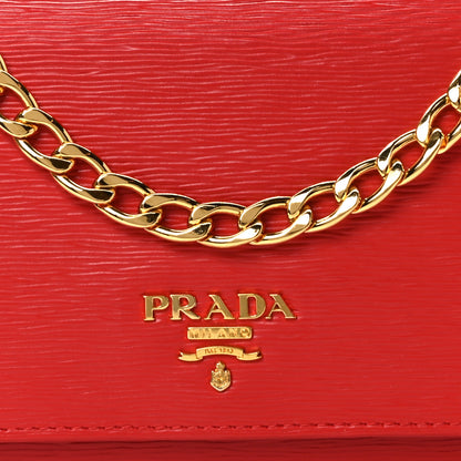 Prada Vitello Move Metal Oro Chain Wallet Lacca 7 of 9