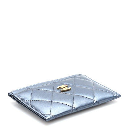 Chanel Metallic Lambskin Quilted Card Holder Dark Blue 4 of 10