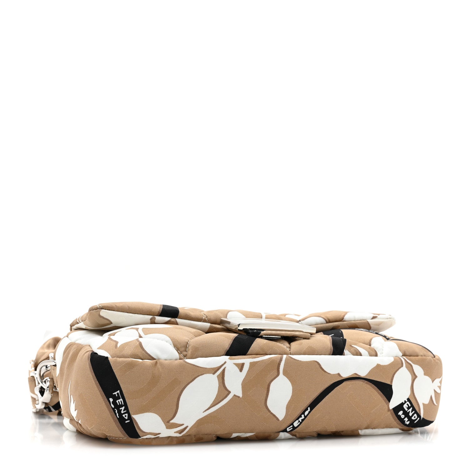 Fendi Seta Logo Rosa Scarf Baguette Beige Amido White 4 of 9