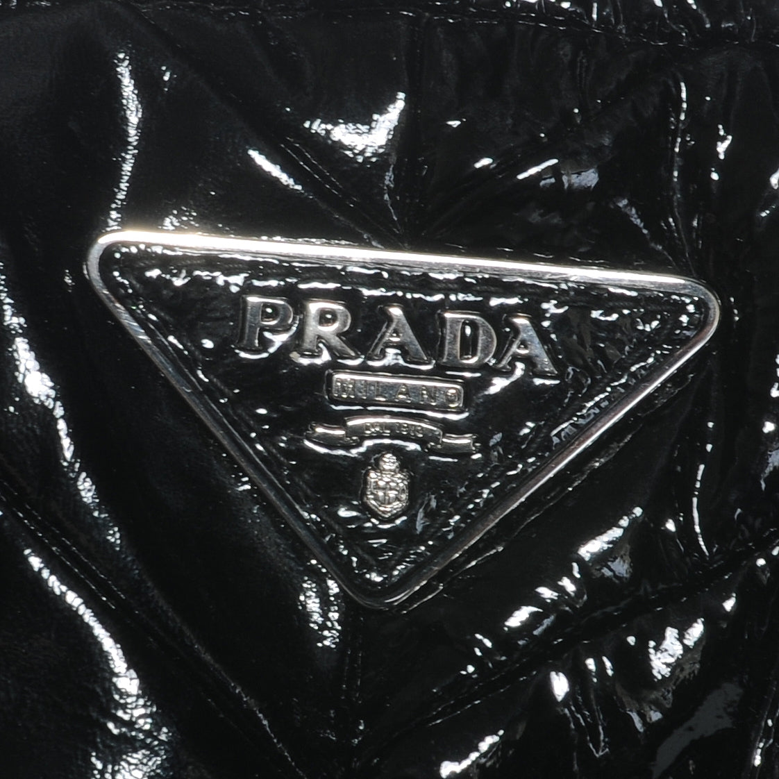 Prada Vernice Chevron Dome Satchel Black 6 of 8