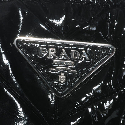 Prada Vernice Chevron Dome Satchel Black 6 of 8