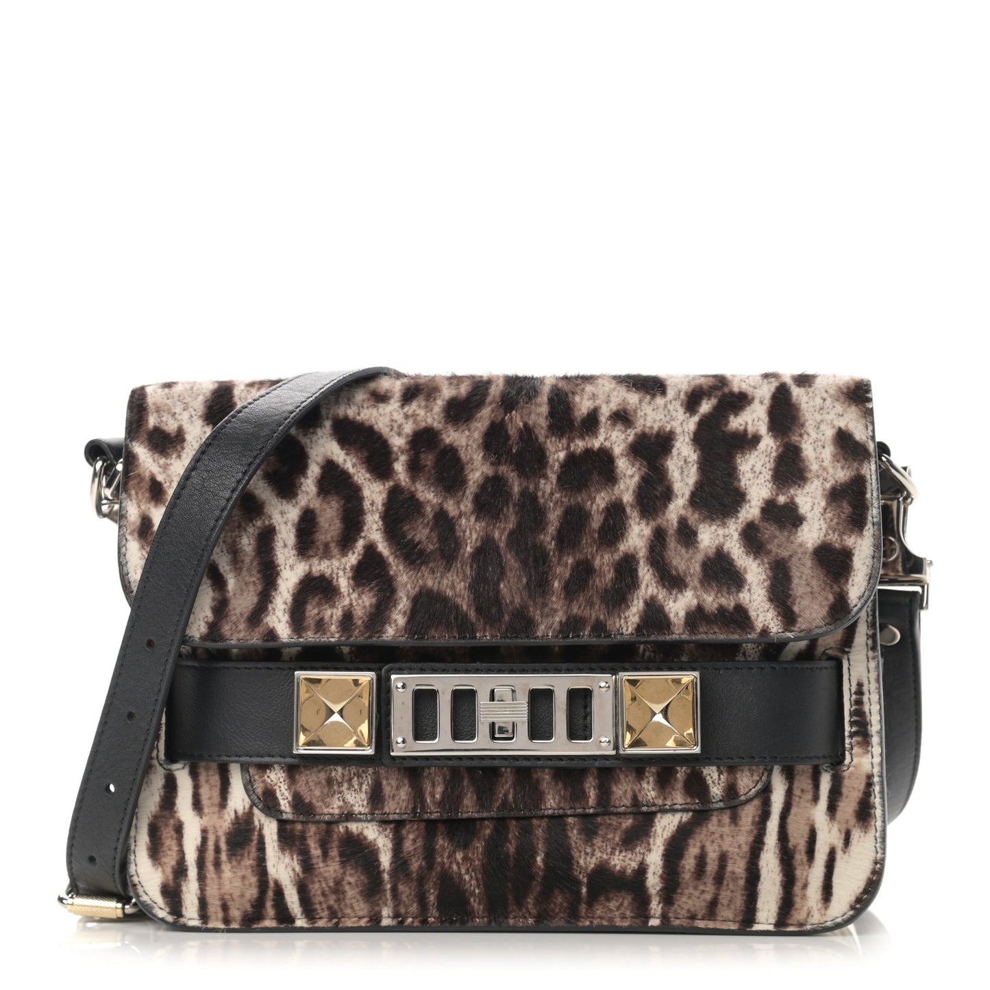 Calf Hair Leopard Print Mini PS11 Classic Shoulder Bag Black