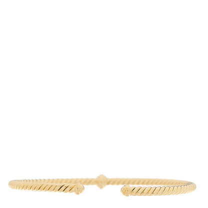 David Yurman 18K Yellow Gold Diamond 3mm Cablespira Single Station Bracelet 2 of 3