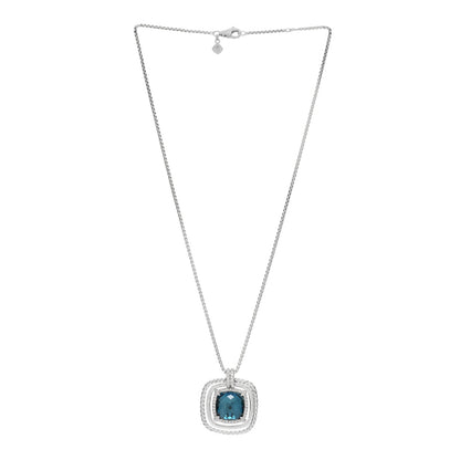 David Yurman Sterling Silver Diamond Hampton Blue Topaz Chatelaine Cable Bezel Pendant Necklace 2 of 3