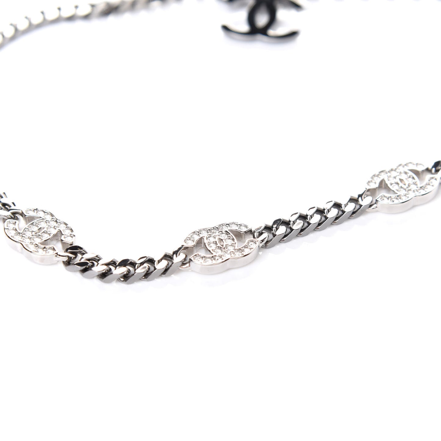 Ruthenium Crystal Chain CC Choker Silver