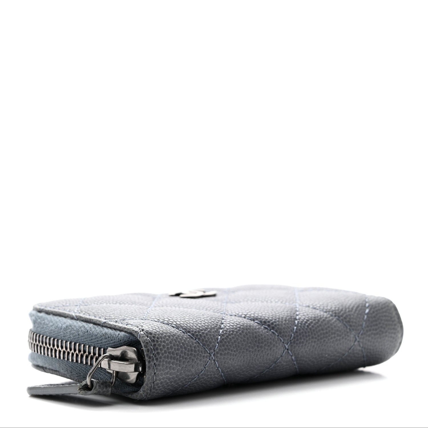Chanel Caviar Quilted Zip Around Coin Purse Wallet Dark Blue 4 of 7