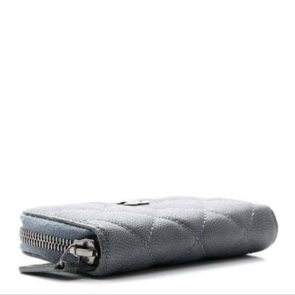 Chanel Caviar Quilted Zip Around Coin Purse Wallet Dark Blue 4 of 7