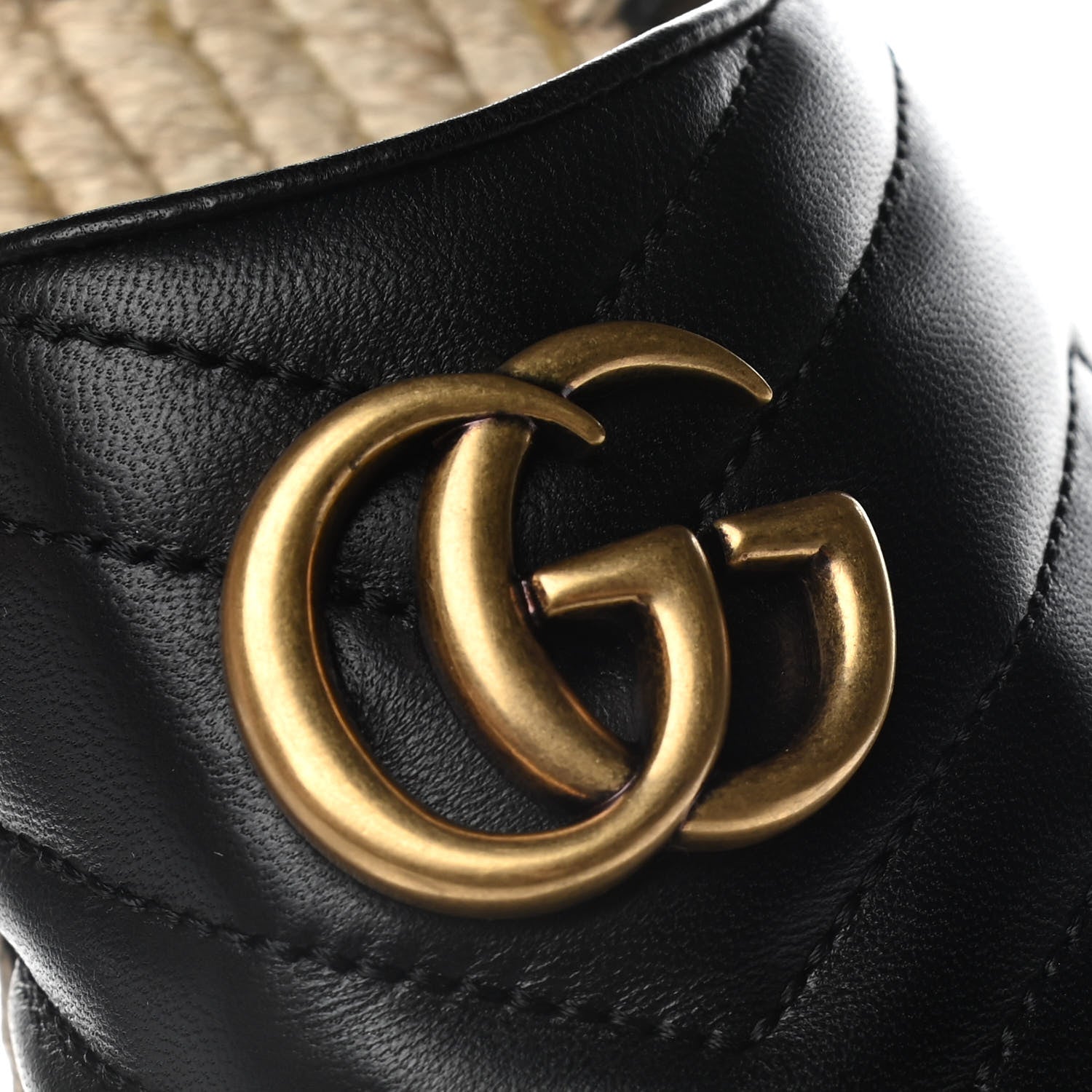 Gucci Nappa Matelasse GG Marmont Espadrille Slippers 38 Black 9 of 11