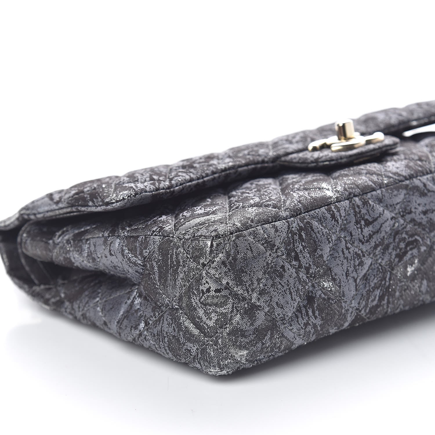 Chanel Metallic Brocade Quilted Medium Double Flap Dark Grey 10 of 15