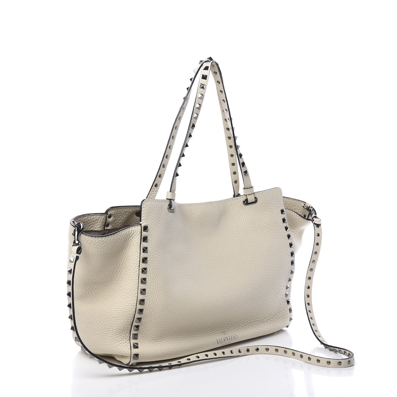 Valentino Garavani Alce Printed Calfskin Medium Rockstud Tote Light Ivory 2 of 9