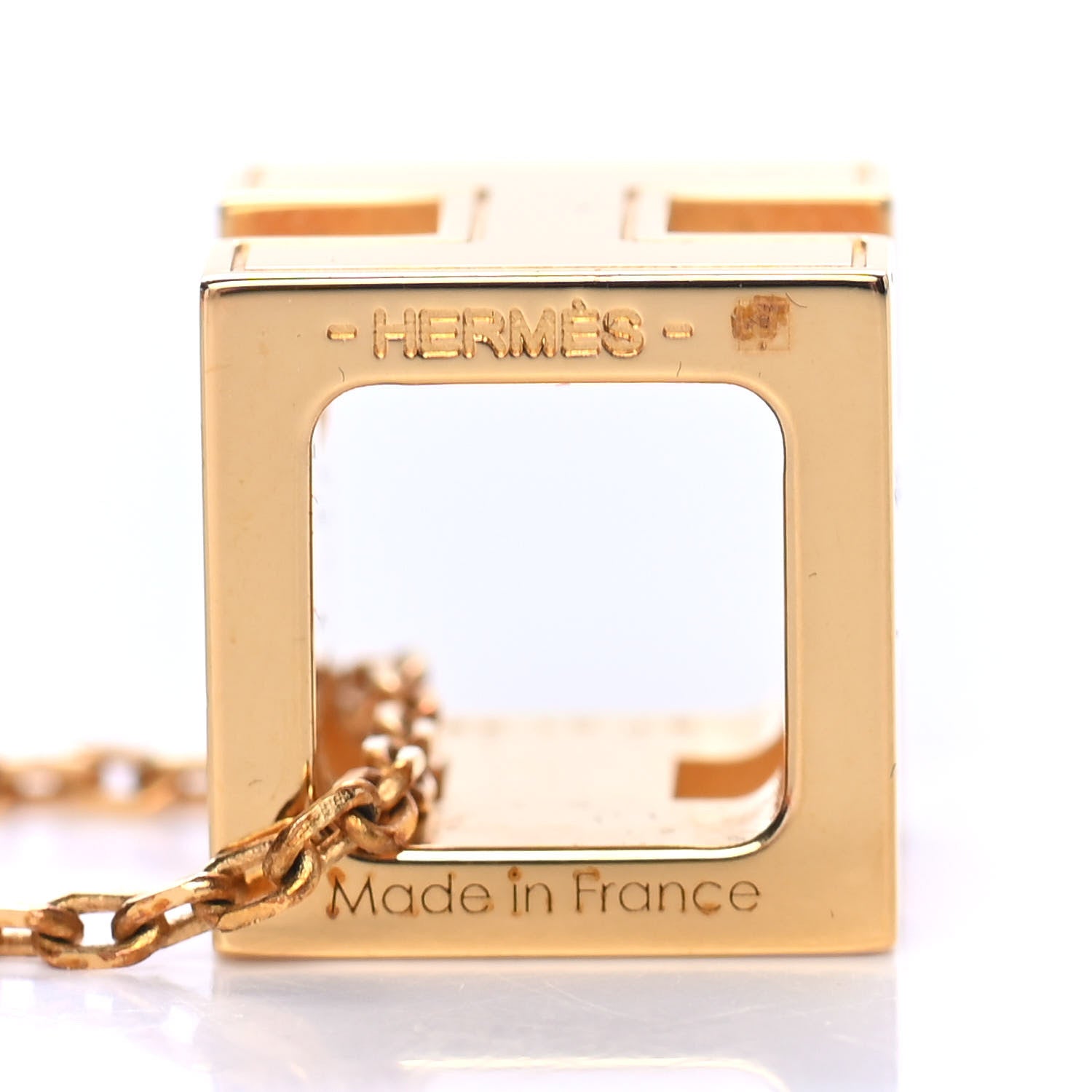 Hermes Gold Lacquered Cage d'H Pendant Necklace Orange Fonce 4 of 4