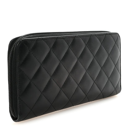 Chanel Calfskin Quilted Cambon Large Gusset Zip Around Wallet Black 3 of 9
