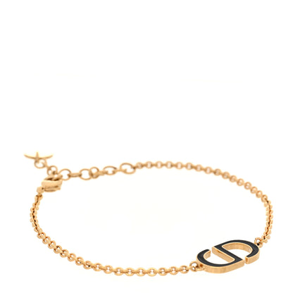Christian Dior Metal Enamel CD Bracelet Gold Black 1 of 6