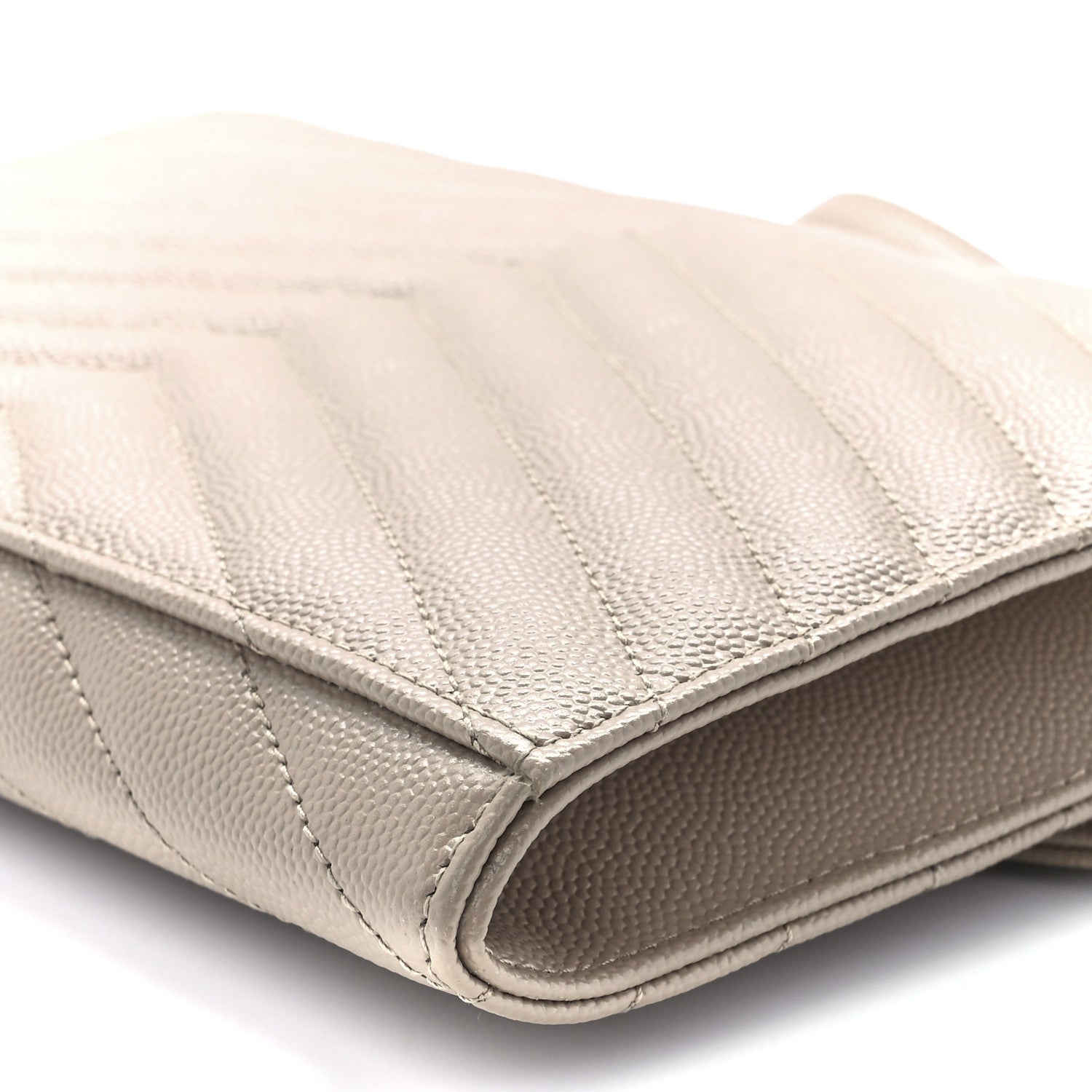Saint Laurent Grain De Poudre Matelasse Chevron Monogram Envelope Clutch Dark Beige 11 of 11