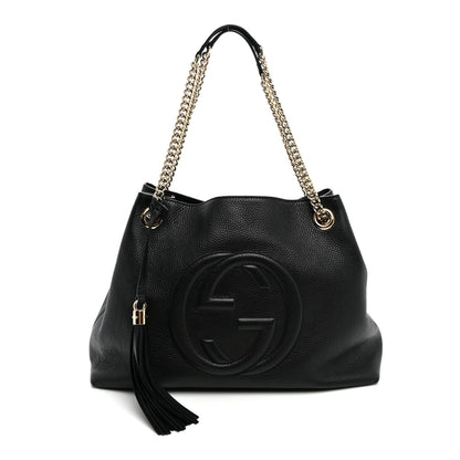 Gucci Pebbled Calfskin Medium Soho Chain Shoulder Bag Black 1 of 10