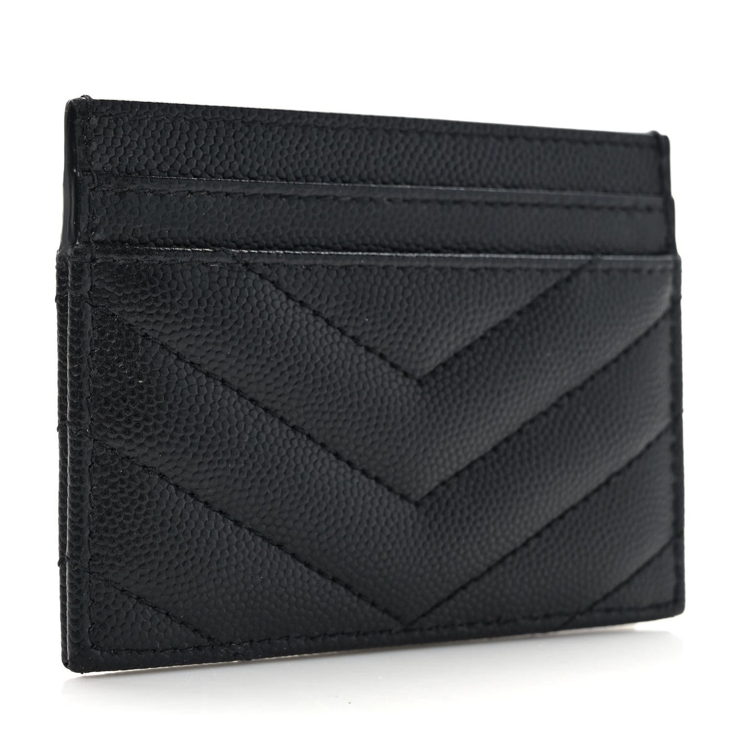 Grain De Poudre Matelasse Chevron Monogram Credit Card Case Black