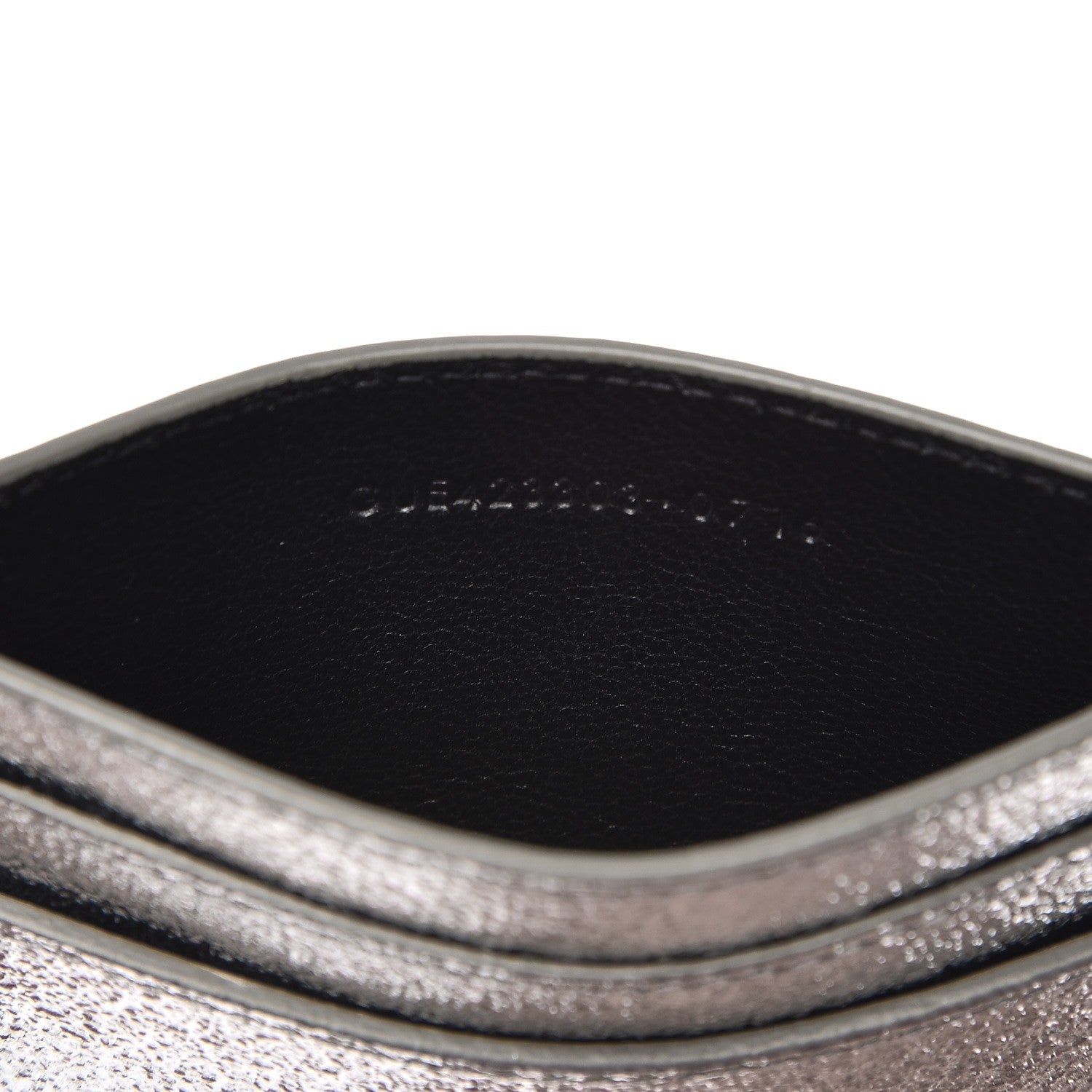 Saint Laurent Metallic Calfskin Monogram Credit Card Case Argento 7 of 8