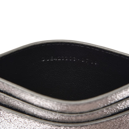 Saint Laurent Metallic Calfskin Monogram Credit Card Case Argento 7 of 8