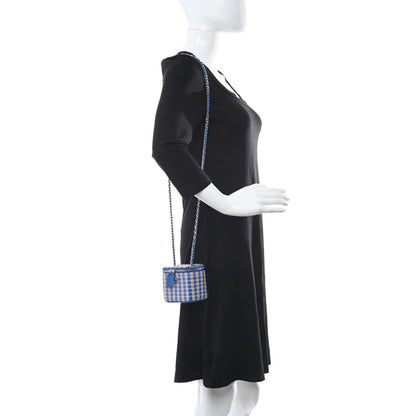 Chanel Raffia Jute Striped Mini Vanity Case With Chain Blue Beige 2 of 11