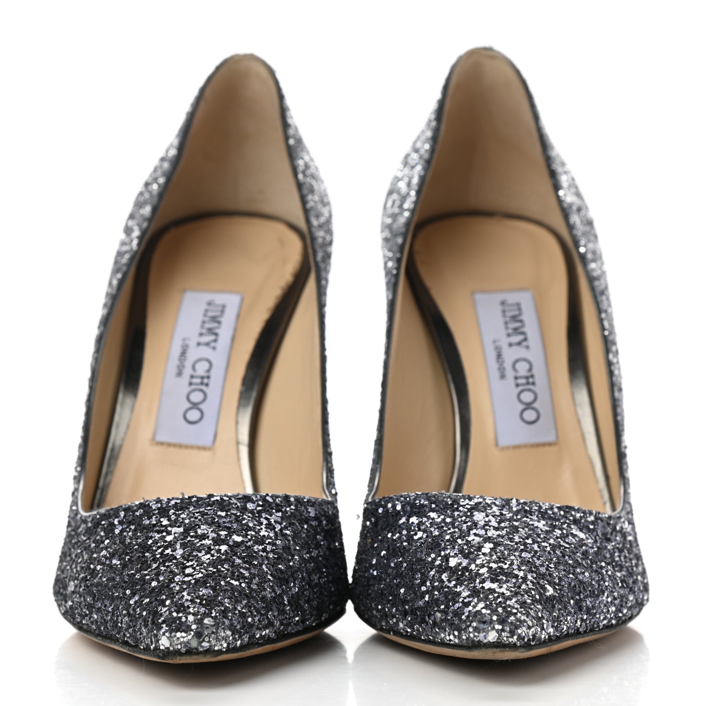 Coarse Glitter Degrade Pointy Toe Romy 100 Pumps 37.5 Navy Silver